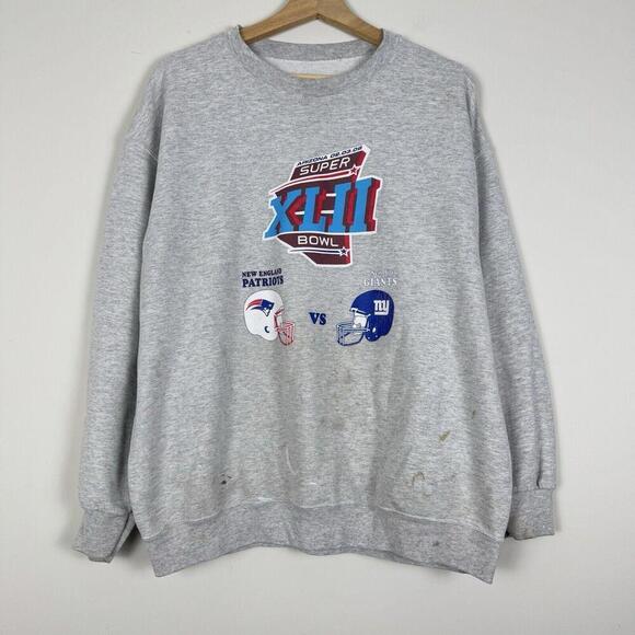 2008 Super Bowl XLII Sweatshirt Patriots vs Giants NFL - Picture 1 of 7